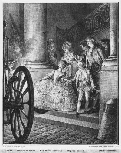 Los pequeños padrinos, 1776, grabado en 1777 por Pierre Charles Baquoy (1759-1829) y Charles Emmanuel Patas (1744-1802) de Jean Michel the Younger Moreau